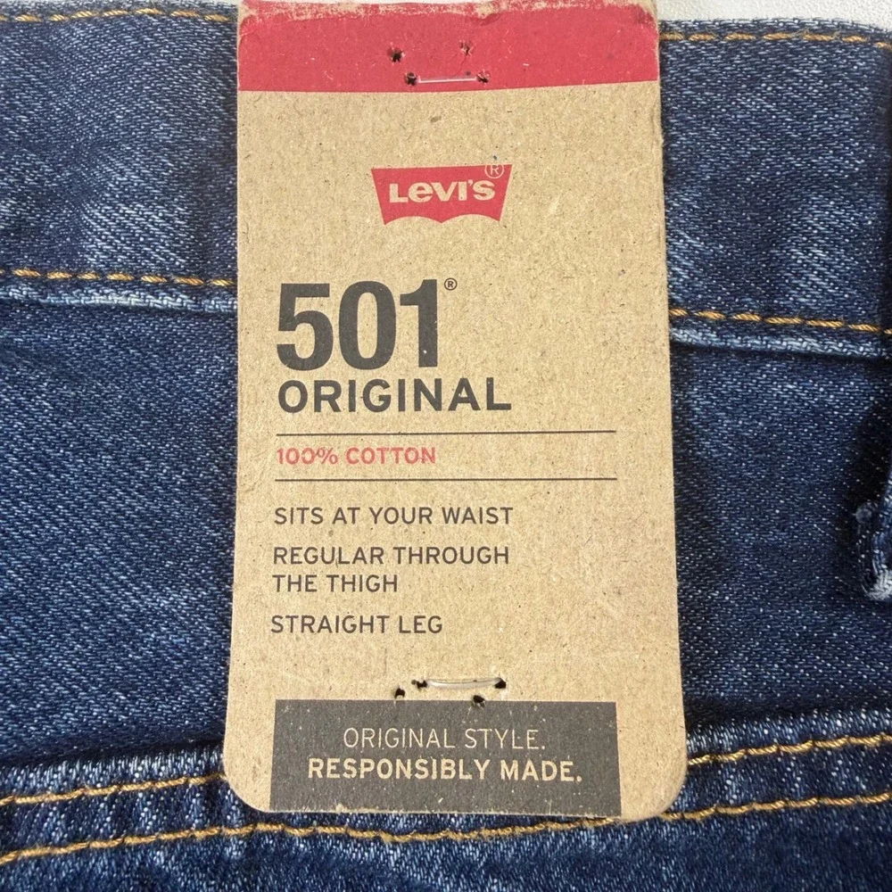Levi Strauss 501 Original Mens 54x28 Blue Denim Straight Leg Button Fly Jeans